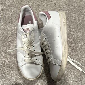 Adidas Women's White and Pink Sneakers